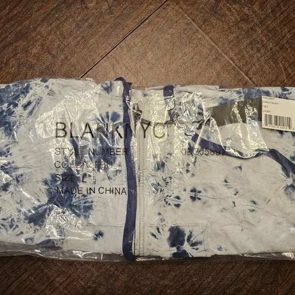 Blank NYC Indigo Tie-Dye Knit Denim Hooded Jacket NWT - Picture 3 of 3